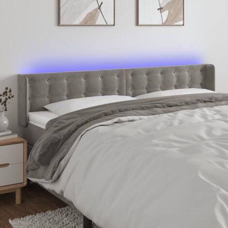 Cabecero con LED de terciopelo gris claro 203x16x78/88 cm vidaXL