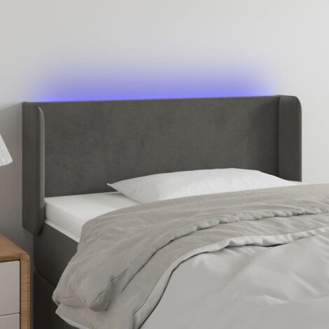 Cabecero con LED de terciopelo gris oscuro 93x16x78/88 cm vidaXL