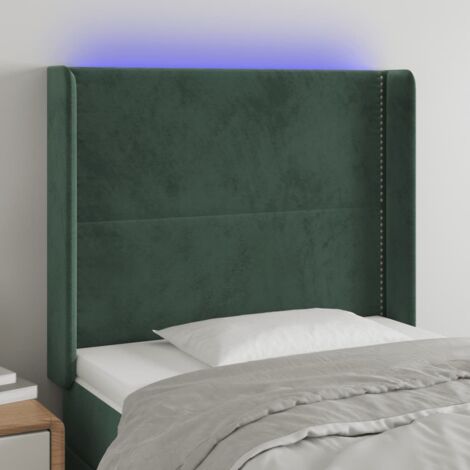 Cabecero con LED de terciopelo verde oscuro 103x16x118/128 cm vidaXL