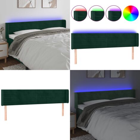 Cabecero con LED de terciopelo verde oscuro 183x16x78/88 cm - Cabecero de cama - Led de cama