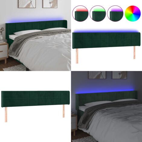 Cabecero con LED de terciopelo verde oscuro 183x16x78/88 cm - Cabecero de cama - Led de cama