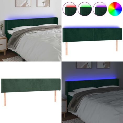 Cabecero con LED de terciopelo verde oscuro 183x16x78/88 cm - Cabecero de cama - Led de cama