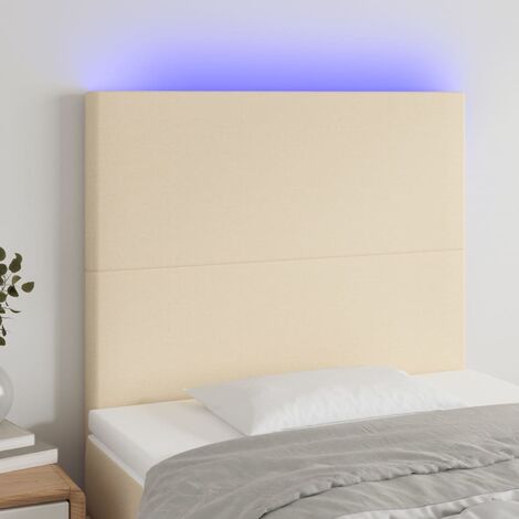 Cabecero con luces LED Cabecero de Cama para dormitorio estilo moderno tela crema 100x5x118/128 cm ES54525A