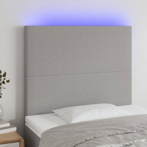 Cabecero con luces LED Cabecero de Cama para dormitorio estilo moderno tela gris claro 100x5x118/128 cm ES27084A