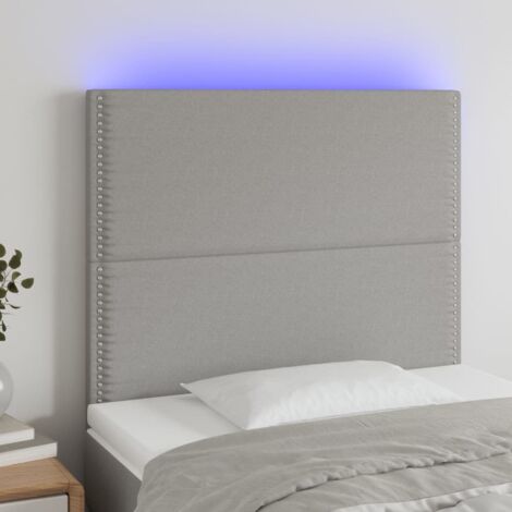 Cabecero con luces LED Cabecero de Cama para dormitorio estilo moderno tela gris claro 100x5x118/128 cm ES30218A