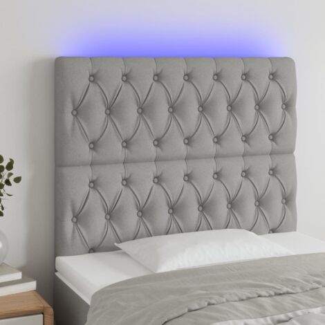Cabecero con luces LED Cabecero de Cama para dormitorio estilo moderno tela gris claro 100x7x118/128 cm ES87468A