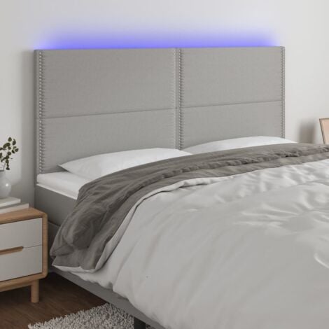 Cabecero con luces LED Cabecero de Cama para dormitorio estilo moderno tela gris claro 200x5x118/128 cm ES14075A