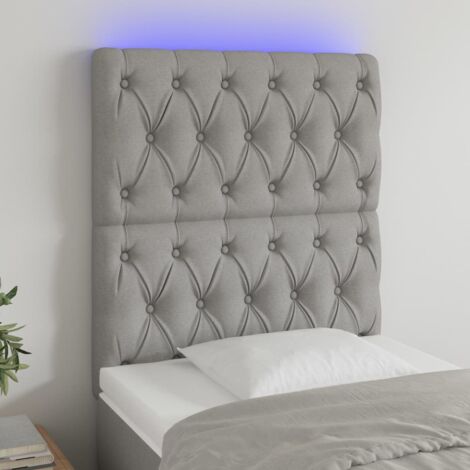 Cabecero con luces LED Cabecero de Cama para dormitorio estilo moderno tela gris claro 80x7x118/128 cm ES34433A