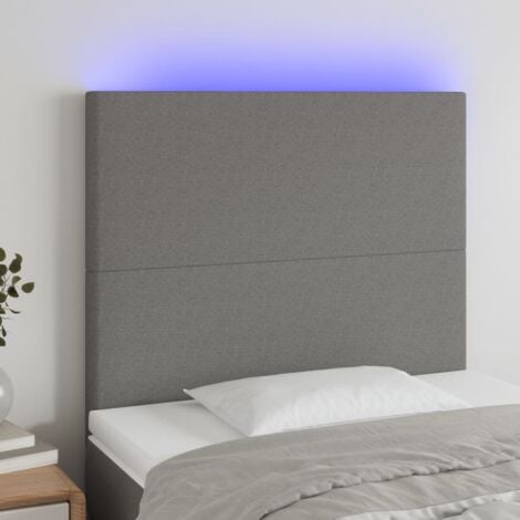 Cabecero con luces LED Cabecero de Cama para dormitorio estilo moderno tela gris oscuro 100x5x118/128 cm ES42984A