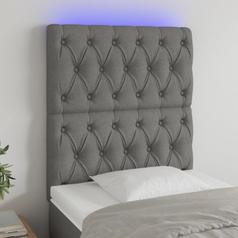 Cabecero con luces LED Cabecero de Cama para dormitorio estilo moderno tela gris oscuro 80x7x118/128 cm ES64648A
