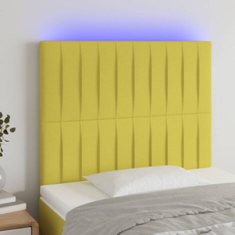 Cabecero con luces LED Cabecero de Cama para dormitorio estilo moderno tela verde 100x5x118/128 cm ES88920A