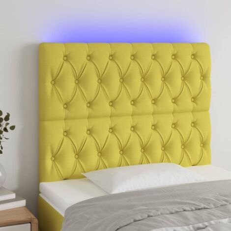 Cabecero con luces LED Cabecero de Cama para dormitorio estilo moderno tela verde 100x7x118/128 cm ES62825A