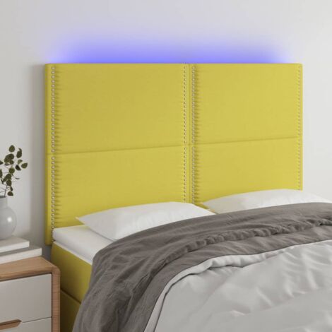 Cabecero con luces LED Cabecero de Cama para dormitorio estilo moderno tela verde 144x5x118/128 cm ES95943A