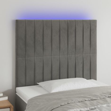 Cabecero con luces LED Cabecero de Cama para dormitorio estilo moderno terciopelo gris claro 100x5x118/128 cm ES30420A