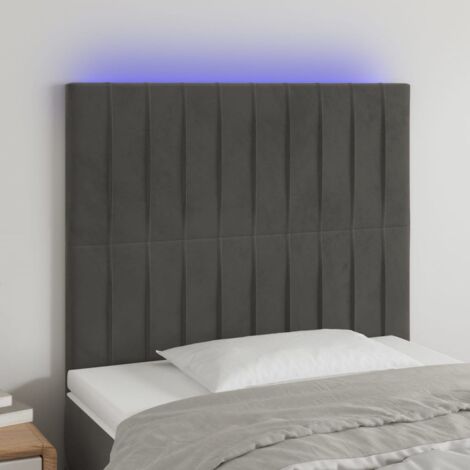 Cabecero con luces LED Cabecero de Cama para dormitorio estilo moderno terciopelo gris oscuro 100x5x118/128 cm ES11229A