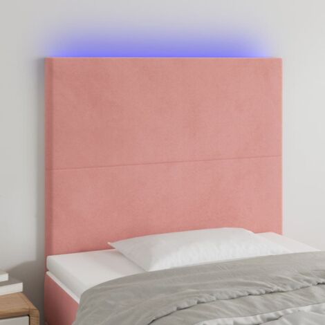 Cabecero con luces LED Cabecero de Cama para dormitorio estilo moderno terciopelo rosa 100x5x118/128 cm ES65274A