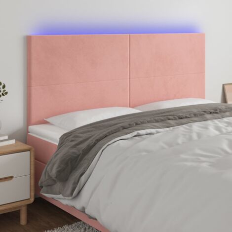 Cabecero con luces LED Cabecero de Cama para dormitorio estilo moderno terciopelo rosa 200x5x118/128 cm ES60365A