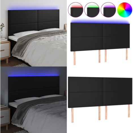 Cabecero con luces LED cuero sintético negro 180x5x118/128 cm - Cuero sintético - Cabecero de cama