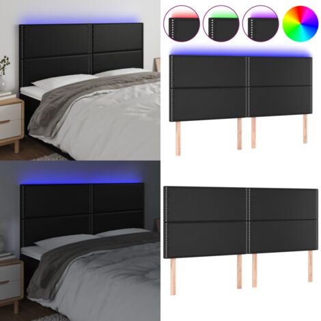 Cabecero con luces LED cuero sintético negro 200x5x118/128 cm - Cuero sintético - Cabecero de cama