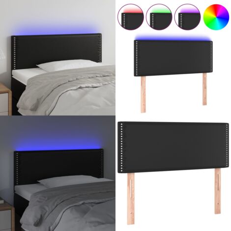 Cabecero con luces LED cuero sintético negro 80x5x78/88 cm - Cuero sintético - Cabecero de cama