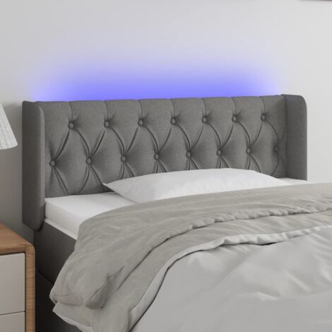Cabecero con luces LED de tela gris oscuro 93x16x78/88 cm vidaXL