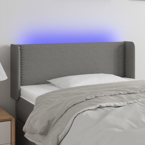 Cabecero con luces LED de tela gris oscuro 93x16x78/88 cm vidaXL