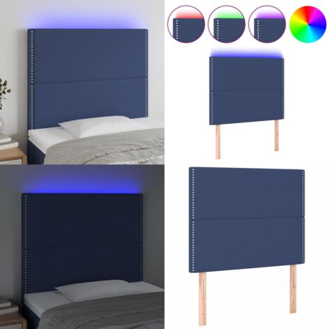 Cabecero con luces LED tela azul 100x5x118/128 cm - Cabecero azul - Cabecero con tira LED