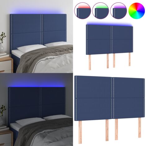 Cabecero con luces LED tela azul 144x5x118/128 cm - Cabecero azul - Cabecero con tira LED