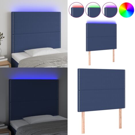 Cabecero con luces LED tela azul 90x5x118/128 cm - Cabecero azul - Cabecero con tira LED