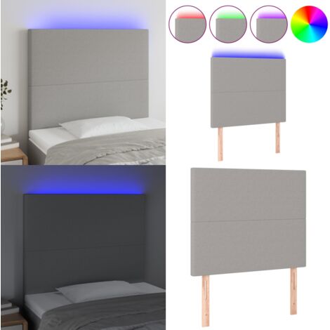 Cabecero con luces LED tela gris claro 100x5x118/128 cm - Cabecero de cama - Luces LED para cama