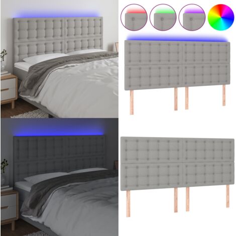 Cabecero con luces LED tela gris claro 180x5x118/128 cm - Cabecero de cama - Luces LED para cama