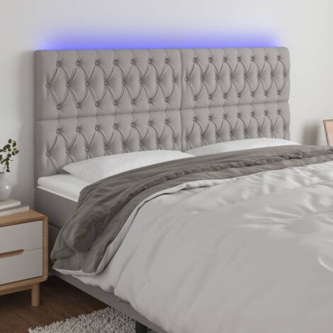 Cabecero con luces LED tela gris claro 180x7x118/128 cm vidaXL