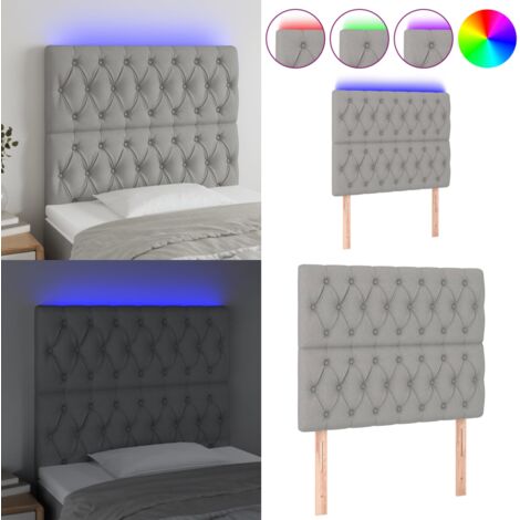 Cabecero con luces LED tela gris claro 90x7x118/128 cm - Cabecero de cama - Luces LED para cama