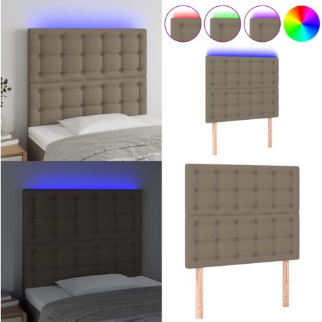 Cabecero con luces LED tela gris taupe 100x5x118/128 cm - Cabecero de cama - Luces LED para cama