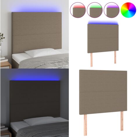 Cabecero con luces LED tela gris taupe 100x5x118/128 cm - Cabecero de cama - Luces LED para cama
