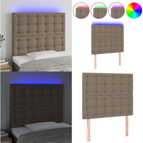 Cabecero con luces LED tela gris taupe 80x5x118/128 cm - Cabecero de cama - Luz LED para cama