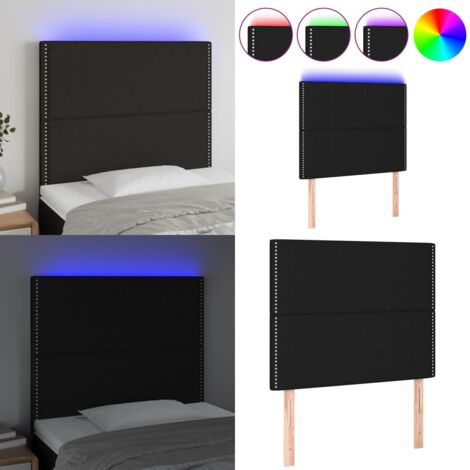 Cabecero con luces LED tela negro 80x5x118/128 cm - Cabecero de cama - Luz LED para cama