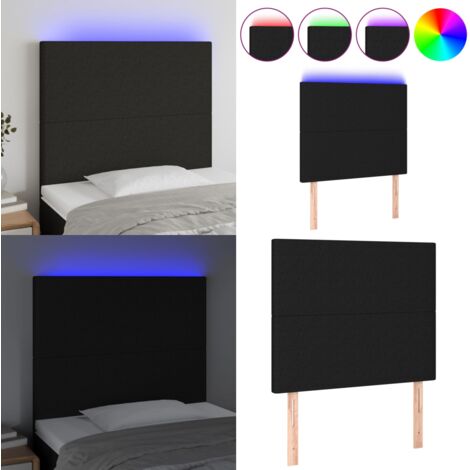 Cabecero con luces LED tela negro 80x5x118/128 cm - Cabecero de cama - Luz LED para cama