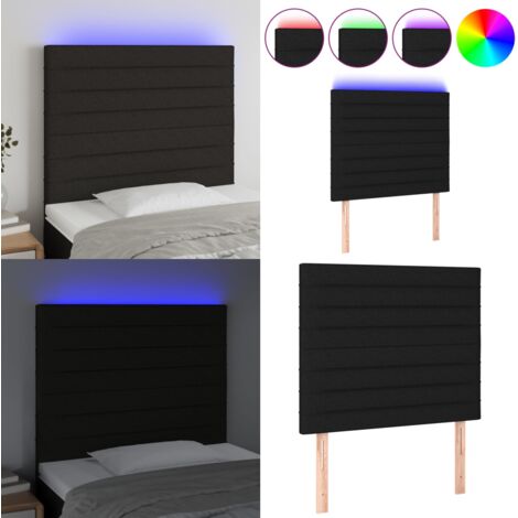 Cabecero con luces LED tela negro 80x5x118/128 cm - Cabecero de cama - Luz LED para cama