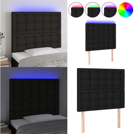 Cabecero con luces LED tela negro 90x5x118/128 cm - Cabecero de cama - Luces LED para cama