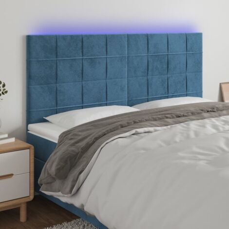 Cabecero con luces LED terciopelo azul oscuro 180x5x118/128 cm vidaXL