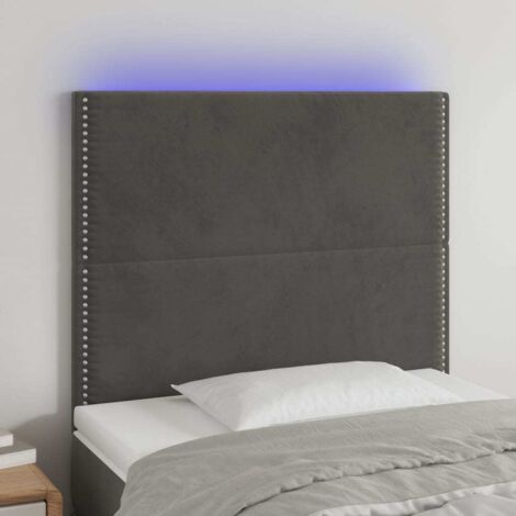 Cabecero con luces LED terciopelo gris oscuro 100x5x118/128 cm vidaXL