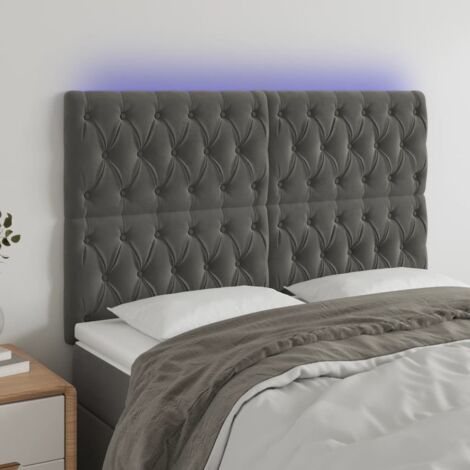 Cabecero con luces LED terciopelo gris oscuro 144x7x118/128 cm vidaXL