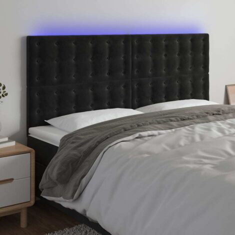 Cabecero con luces LED terciopelo negro 160x5x118/128 cm vidaXL