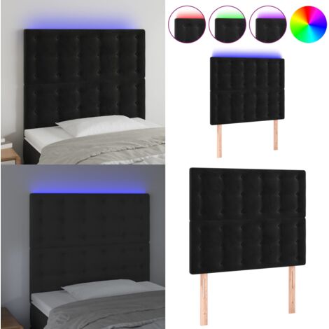 Cabecero con luces LED terciopelo negro 80x5x118/128 cm - Terciopelo negro - Cabecero ajustable