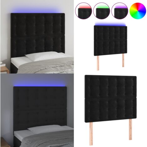 Cabecero con luces LED terciopelo negro 90x5x118/128 cm - Cabecero de cama - Luces LED