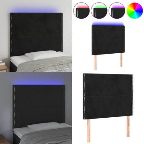 Cabecero con luces LED terciopelo negro 90x5x118/128 cm - Cabecero de cama - Luces LED