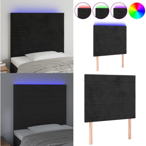 Cabecero con luces LED terciopelo negro 90x5x118/128 cm - Cabecero de cama - Luces LED
