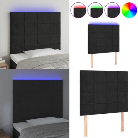 Cabecero con luces LED terciopelo negro 90x5x118/128 cm - Cabecero de cama - Luces LED