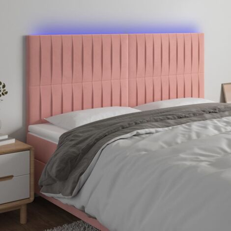 Cabecero con luces LED terciopelo rosa 180x5x118/128 cm vidaXL